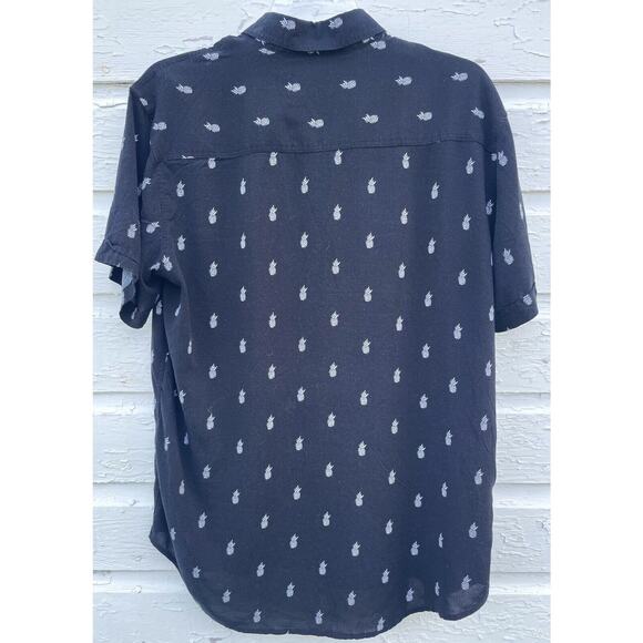 Michael Brandon Shirt Mens L Black Pineapple Slim Short Sleeve Casual Button-Up - Picture 4 of 4